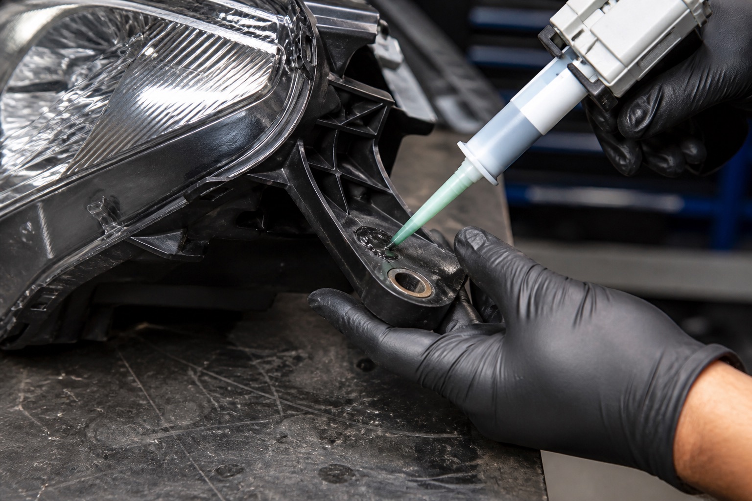 Headlight unit during professional diagnosis and repair