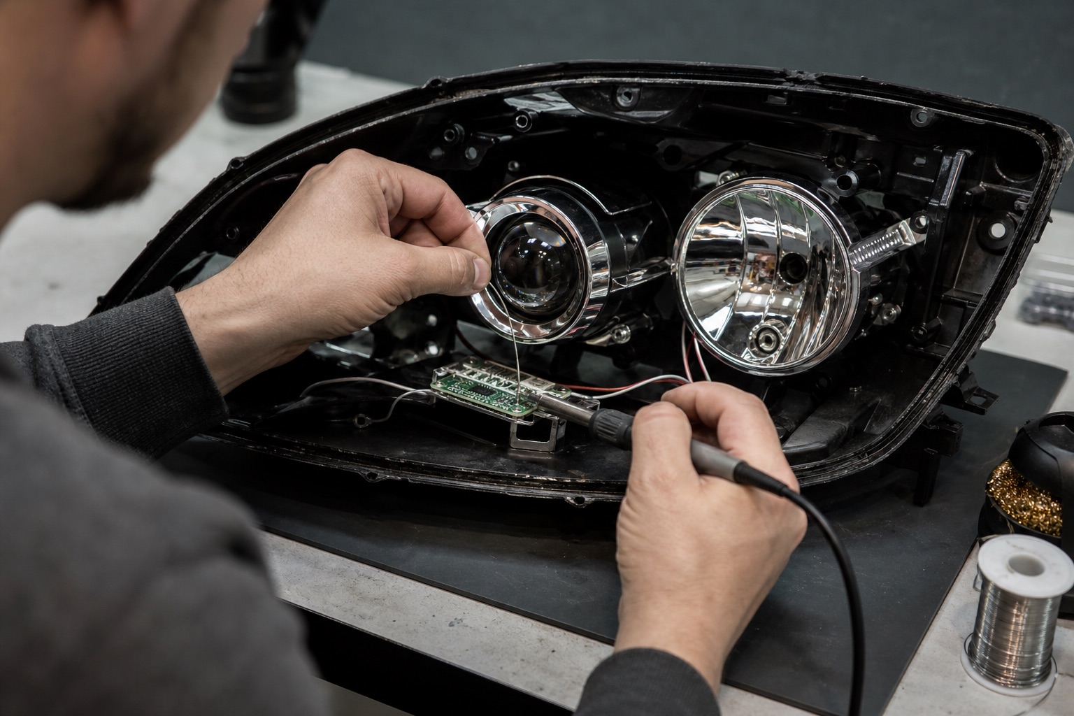 Outer polycarbonate headlight lens after replacement